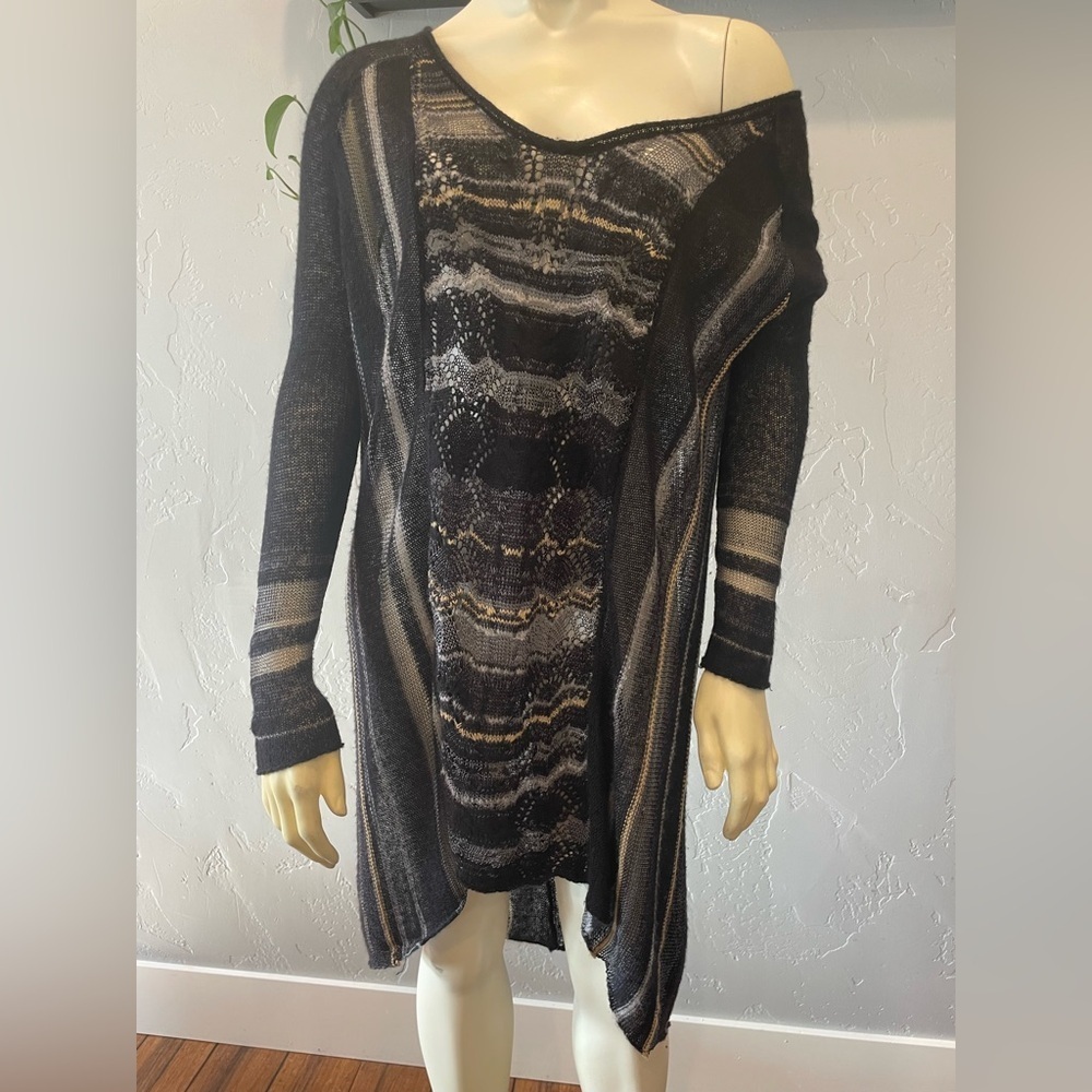 Free people woven deep V  sweater dress/tunic  size XS